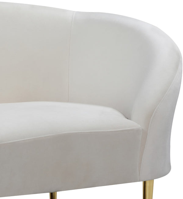 Ritz Velvet / Engineered Wood / Metal / Foam Contemporary Cream Velvet Chair - 43.5" W x 31.75" D x 30.5" H