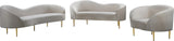 Ritz Velvet / Engineered Wood / Metal / Foam Contemporary Cream Velvet Chair - 43.5" W x 31.75" D x 30.5" H