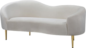 Ritz Velvet / Engineered Wood / Metal / Foam Contemporary Cream Velvet Loveseat - 67" W x 31.75" D x 30.5" H