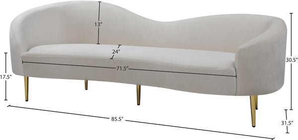 Ritz Velvet / Engineered Wood / Metal / Foam Contemporary Cream Velvet Sofa - 85.5" W x 31.75" D x 30.5" H