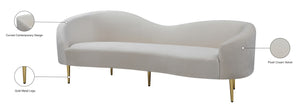 Ritz Velvet / Engineered Wood / Metal / Foam Contemporary Cream Velvet Sofa - 85.5" W x 31.75" D x 30.5" H