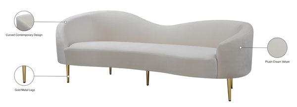 Ritz Velvet / Engineered Wood / Metal / Foam Contemporary Cream Velvet Sofa - 85.5" W x 31.75" D x 30.5" H