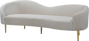 Ritz Velvet / Engineered Wood / Metal / Foam Contemporary Cream Velvet Sofa - 85.5" W x 31.75" D x 30.5" H
