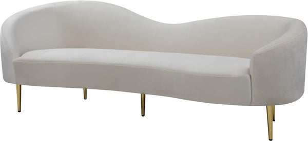 Ritz Velvet / Engineered Wood / Metal / Foam Contemporary Cream Velvet Sofa - 85.5" W x 31.75" D x 30.5" H