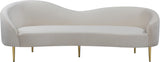 Ritz Velvet / Engineered Wood / Metal / Foam Contemporary Cream Velvet Sofa - 85.5" W x 31.75" D x 30.5" H