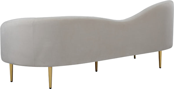 Ritz Velvet / Engineered Wood / Metal / Foam Contemporary Cream Velvet Sofa - 85.5" W x 31.75" D x 30.5" H