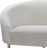 Ritz Velvet / Engineered Wood / Metal / Foam Contemporary Cream Velvet Sofa - 85.5" W x 31.75" D x 30.5" H