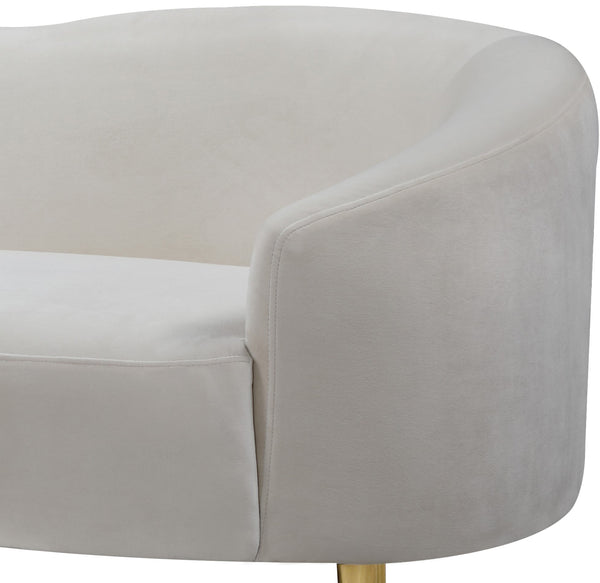 Ritz Velvet / Engineered Wood / Metal / Foam Contemporary Cream Velvet Sofa - 85.5" W x 31.75" D x 30.5" H