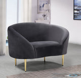 Ritz Velvet / Engineered Wood / Metal / Foam Contemporary Grey Velvet Chair - 43.5" W x 31.75" D x 30.5" H