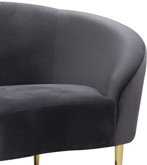 Ritz Velvet / Engineered Wood / Metal / Foam Contemporary Grey Velvet Chair - 43.5" W x 31.75" D x 30.5" H
