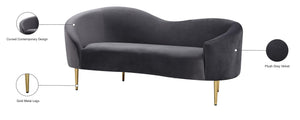 Ritz Velvet / Engineered Wood / Metal / Foam Contemporary Grey Velvet Loveseat - 67" W x 31.75" D x 30.5" H