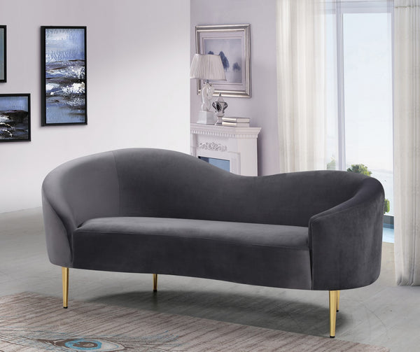 Ritz Velvet / Engineered Wood / Metal / Foam Contemporary Grey Velvet Loveseat - 67" W x 31.75" D x 30.5" H