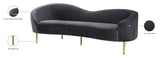 Ritz Velvet / Engineered Wood / Metal / Foam Contemporary Grey Velvet Sofa - 85.5" W x 31.75" D x 30.5" H