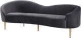 Ritz Velvet / Engineered Wood / Metal / Foam Contemporary Grey Velvet Sofa - 85.5" W x 31.75" D x 30.5" H