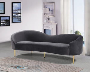 Ritz Velvet / Engineered Wood / Metal / Foam Contemporary Grey Velvet Sofa - 85.5" W x 31.75" D x 30.5" H