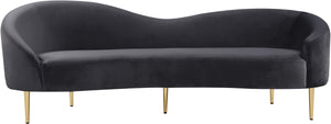 Ritz Velvet / Engineered Wood / Metal / Foam Contemporary Grey Velvet Sofa - 85.5" W x 31.75" D x 30.5" H
