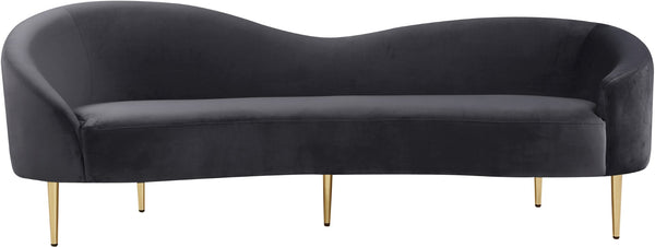 Ritz Velvet / Engineered Wood / Metal / Foam Contemporary Grey Velvet Sofa - 85.5" W x 31.75" D x 30.5" H