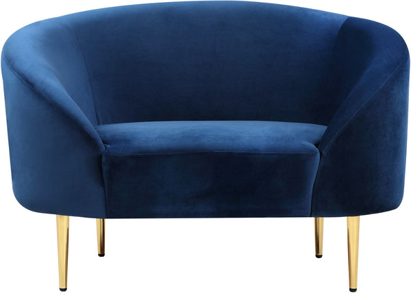 Ritz Velvet / Engineered Wood / Metal / Foam Contemporary Navy Velvet Chair - 43.5" W x 31.75" D x 30.5" H