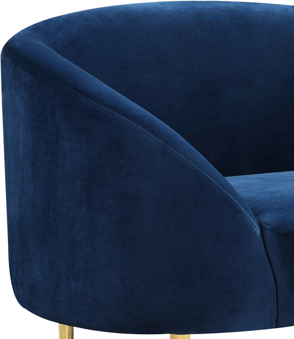 Ritz Velvet / Engineered Wood / Metal / Foam Contemporary Navy Velvet Chair - 43.5" W x 31.75" D x 30.5" H