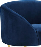 Ritz Velvet / Engineered Wood / Metal / Foam Contemporary Navy Velvet Chair - 43.5" W x 31.75" D x 30.5" H