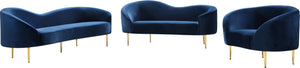 Ritz Velvet / Engineered Wood / Metal / Foam Contemporary Navy Velvet Chair - 43.5" W x 31.75" D x 30.5" H