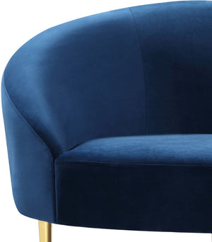 Ritz Velvet / Engineered Wood / Metal / Foam Contemporary Navy Velvet Loveseat - 67" W x 31.75" D x 30.5" H