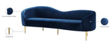 Ritz Velvet / Engineered Wood / Metal / Foam Contemporary Navy Velvet Sofa - 85.5" W x 31.75" D x 30.5" H