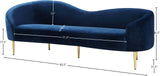 Ritz Velvet / Engineered Wood / Metal / Foam Contemporary Navy Velvet Sofa - 85.5" W x 31.75" D x 30.5" H