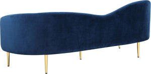 Ritz Velvet / Engineered Wood / Metal / Foam Contemporary Navy Velvet Sofa - 85.5" W x 31.75" D x 30.5" H