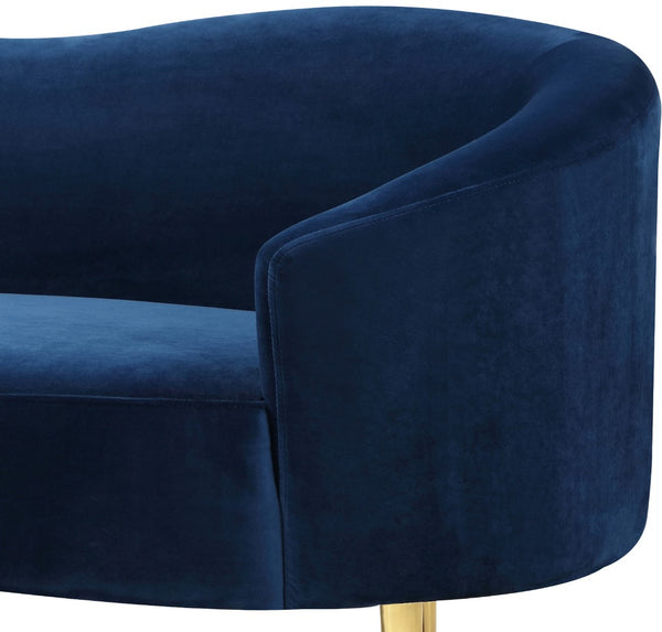 Ritz Velvet / Engineered Wood / Metal / Foam Contemporary Navy Velvet Sofa - 85.5" W x 31.75" D x 30.5" H