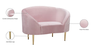 Ritz Velvet / Engineered Wood / Metal / Foam Contemporary Pink Velvet Chair - 43.5" W x 31.75" D x 30.5" H