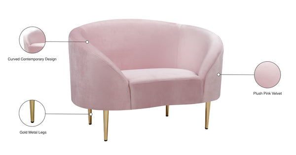 Ritz Velvet / Engineered Wood / Metal / Foam Contemporary Pink Velvet Chair - 43.5" W x 31.75" D x 30.5" H