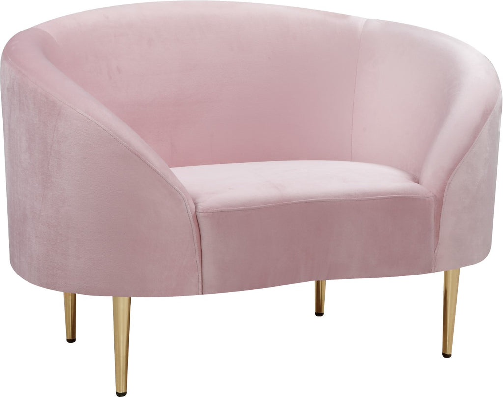 Ritz Velvet / Engineered Wood / Metal / Foam Contemporary Pink Velvet Chair - 43.5" W x 31.75" D x 30.5" H