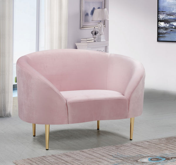 Ritz Velvet / Engineered Wood / Metal / Foam Contemporary Pink Velvet Chair - 43.5" W x 31.75" D x 30.5" H