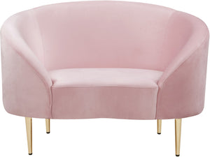 Ritz Velvet / Engineered Wood / Metal / Foam Contemporary Pink Velvet Chair - 43.5" W x 31.75" D x 30.5" H