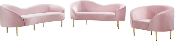 Ritz Velvet / Engineered Wood / Metal / Foam Contemporary Pink Velvet Chair - 43.5" W x 31.75" D x 30.5" H