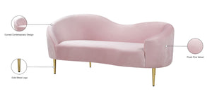 Ritz Velvet / Engineered Wood / Metal / Foam Contemporary Pink Velvet Loveseat - 67" W x 31.75" D x 30.5" H