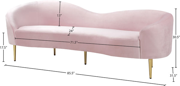 Ritz Velvet / Engineered Wood / Metal / Foam Contemporary Pink Velvet Sofa - 85.5" W x 31.75" D x 30.5" H
