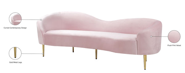 Ritz Velvet / Engineered Wood / Metal / Foam Contemporary Pink Velvet Sofa - 85.5" W x 31.75" D x 30.5" H