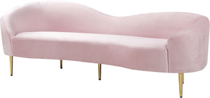 Ritz Velvet / Engineered Wood / Metal / Foam Contemporary Pink Velvet Sofa - 85.5" W x 31.75" D x 30.5" H