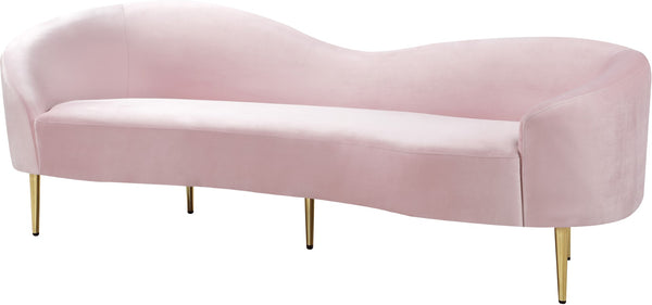 Ritz Velvet / Engineered Wood / Metal / Foam Contemporary Pink Velvet Sofa - 85.5" W x 31.75" D x 30.5" H