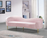 Ritz Velvet / Engineered Wood / Metal / Foam Contemporary Pink Velvet Sofa - 85.5" W x 31.75" D x 30.5" H