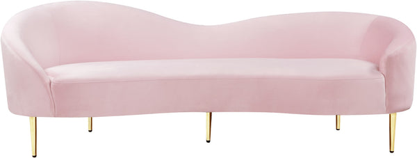 Ritz Velvet / Engineered Wood / Metal / Foam Contemporary Pink Velvet Sofa - 85.5" W x 31.75" D x 30.5" H