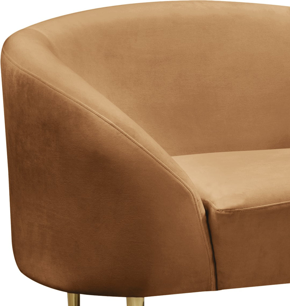 Ritz Velvet / Engineered Wood / Metal / Foam Contemporary Saddle Velvet Chair - 43.5" W x 31.75" D x 30.5" H