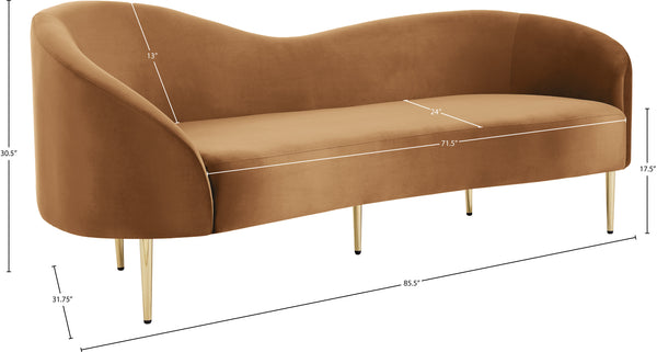 Ritz Velvet / Engineered Wood / Metal / Foam Contemporary Saddle Velvet Sofa - 85.5" W x 31.75" D x 30.5" H