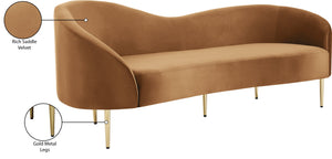 Ritz Velvet / Engineered Wood / Metal / Foam Contemporary Saddle Velvet Sofa - 85.5" W x 31.75" D x 30.5" H