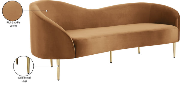 Ritz Velvet / Engineered Wood / Metal / Foam Contemporary Saddle Velvet Sofa - 85.5" W x 31.75" D x 30.5" H