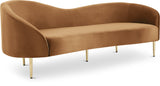 Ritz Velvet / Engineered Wood / Metal / Foam Contemporary Saddle Velvet Sofa - 85.5" W x 31.75" D x 30.5" H