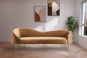 Ritz Velvet / Engineered Wood / Metal / Foam Contemporary Saddle Velvet Sofa - 85.5" W x 31.75" D x 30.5" H