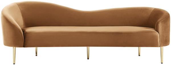 Ritz Velvet / Engineered Wood / Metal / Foam Contemporary Saddle Velvet Sofa - 85.5" W x 31.75" D x 30.5" H